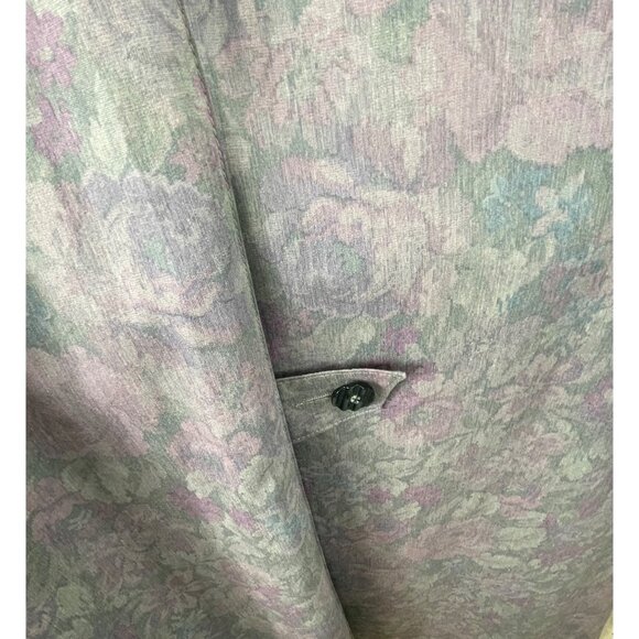 London Fog Womens Size 18W/18 1/2 Purple Floral Lined Trench Coat Duster - Picture 7 of 11